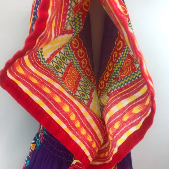 NF Bright Multicolored Kaftan 100% Cotton Top Free Size OS - Picture 6 of 11